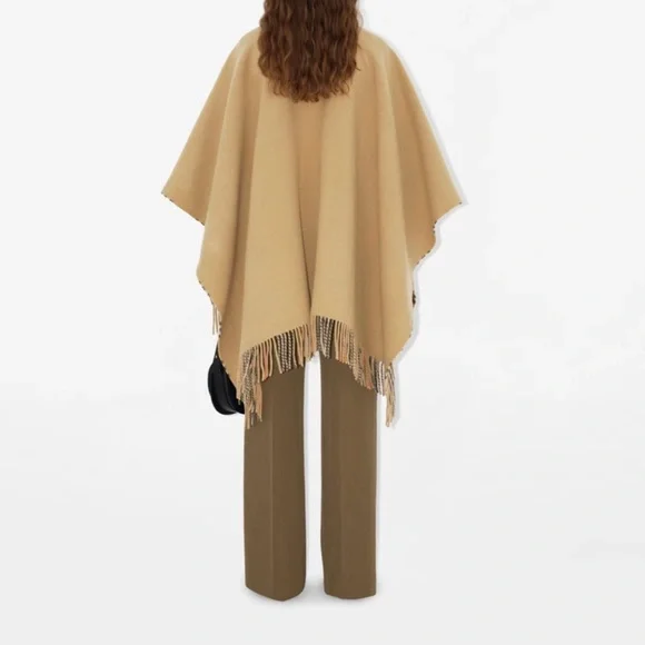 BURBERRY check wool cape in sand